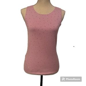 KYLE BOYD SWEATER SLEEVELESS CREW ROUND NECK PALE PURPLE CASHMERE BEADS S fit